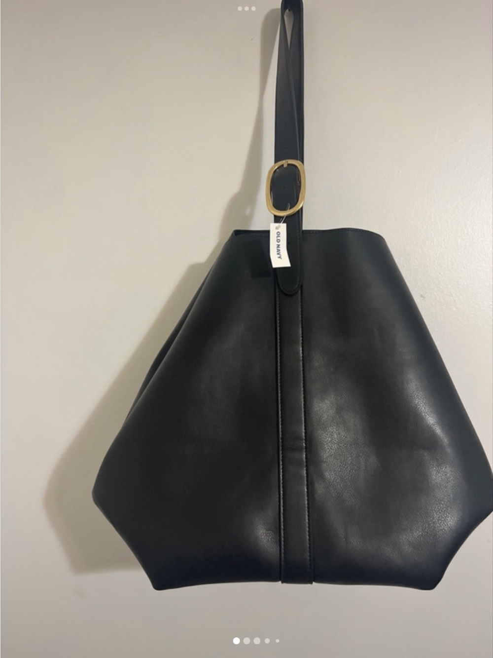 Old Navy Black Shoulder Bag with Gold Buckle
